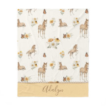 Motif rétro de cheval et de papillon à fleurs sauv
