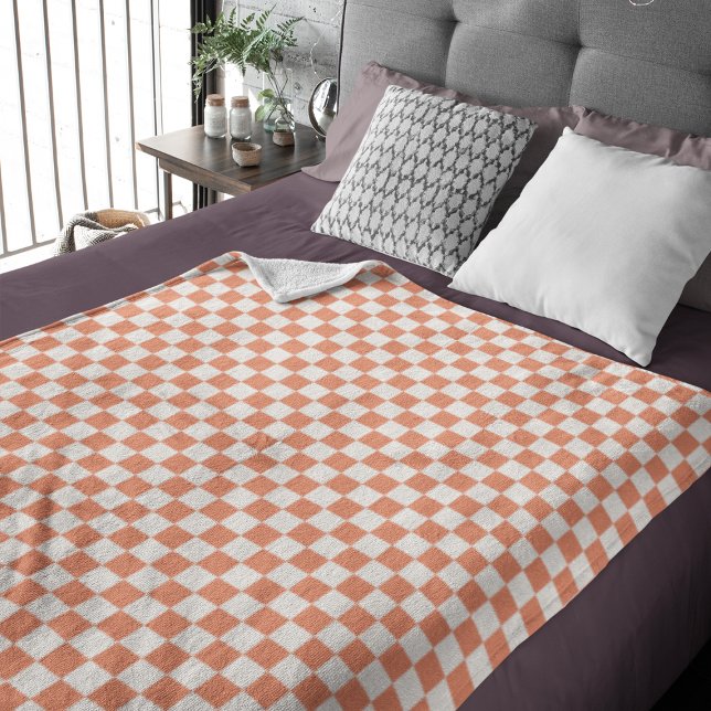Couverture Polaire Motif Retro Orange Pastel Check (Retro Orange Pastel Check Pattern Fleece Blanket
)