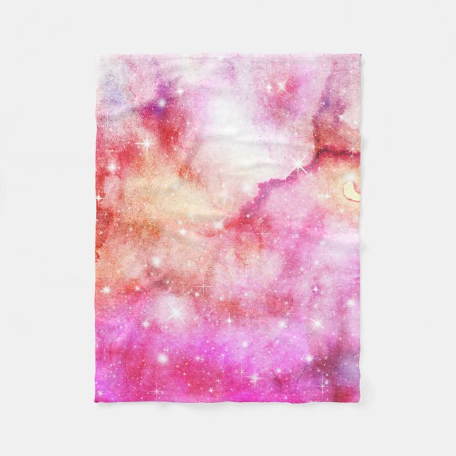 Couverture Polaire Motif Rose Et Rouge Galaxy (Devant)