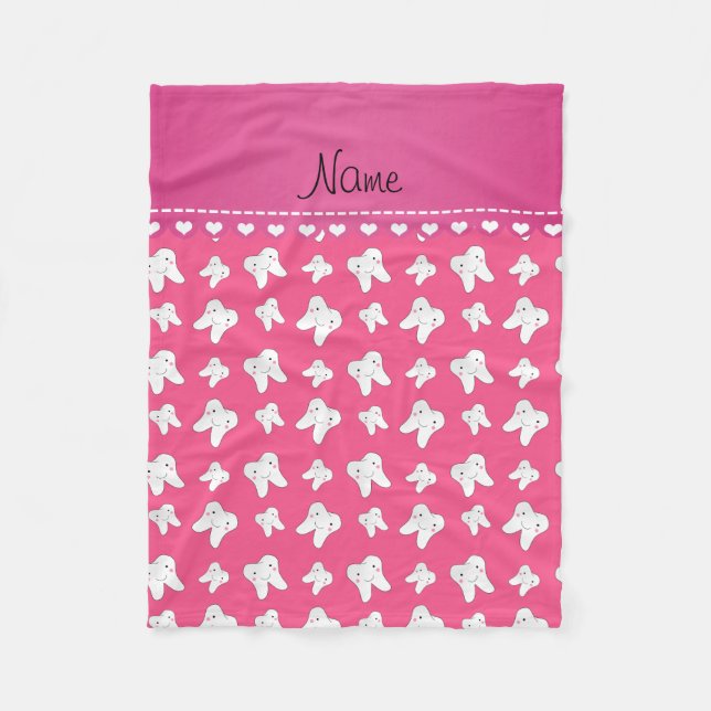 Couverture Polaire Motif rose mignon nommé personnalisé de dent (Devant)