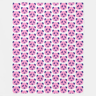 Couverture Polaire Motif rose panda et bleu foncé