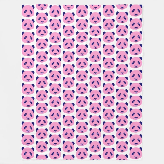 Couverture Polaire Motif rose panda et bleu foncé (Devant)