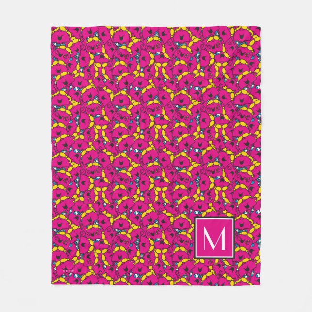 Couverture Polaire Motif rose vif | Monogramme (Devant)