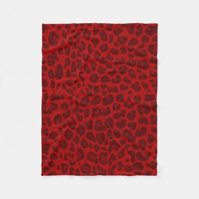 Couverture Polaire Motif rouge d'empreinte de léopard (Devant)