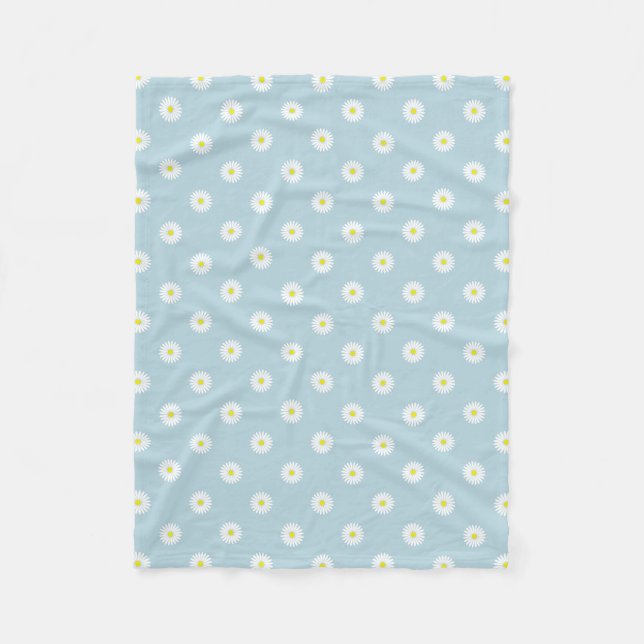 Couverture Polaire Motif Rpt illustratif de marguerites sur bleu pâle (Devant)