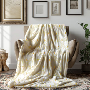 Couverture Polaire Motif sans couture art-déco or et blanc 3