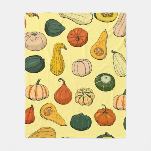Couverture Polaire Motif sans couture avec des squashe dessinés à la 