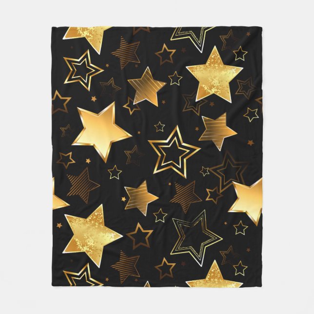 Couverture Polaire Motif sans couture avec étoiles d'or (Devant)