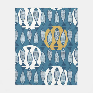 Couverture Polaire Motif sans couture avec poisson bleu inspiré de sc
