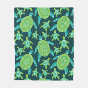 Couverture Polaire Motif sans couture avec tortues vertes. Mer