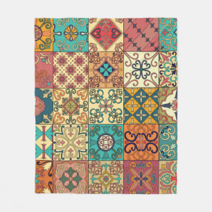 Couverture Polaire Motif sans couture avec tuiles portugaises en tala