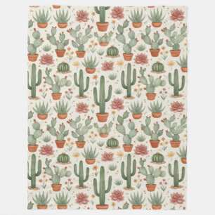 Couverture Polaire Motif sans couture de cactus de désert succulent
