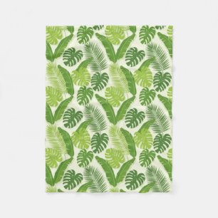 Couverture Polaire Motif sans couture de feuilles tropicales & Monste