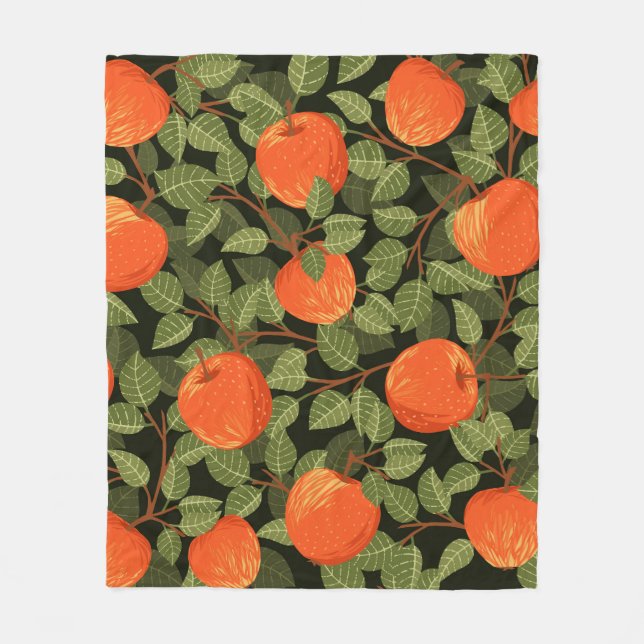 Couverture Polaire Motif sans couture de pommes avec feuilles verts p (Devant)