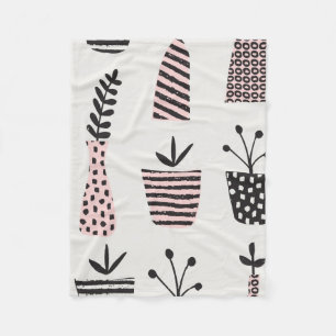 Couverture Polaire Motif sans couture dessiné à la main avec plantes