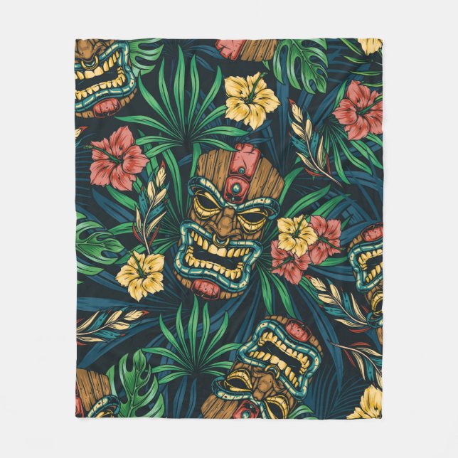 Couverture Polaire Motif sans couture Hawaiian tropical avec t (Devant)