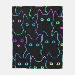 Couverture Polaire motif sans soudure de la silhouette du chat mignon