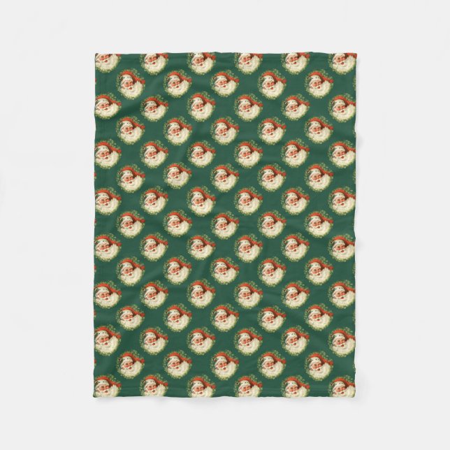 Couverture Polaire Motif Santa Claus Pine Wreath (Devant)