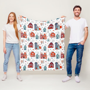 Couverture Polaire Motif scandinave d'art populaire de Chambre