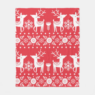 Couverture Polaire Motif scandinave de Noël sans couture avec blanc