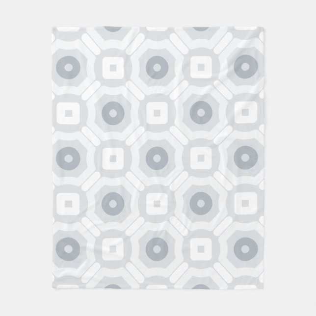 Couverture Polaire Motif scandinave gris blanc Hexagon Cercle (Devant)