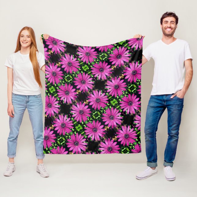 Couverture Polaire Motif simple violet africain de marguerite (En situation)