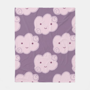 Couverture Polaire Motif souriant ciel nuageux transparent sur lilac