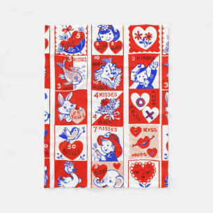 Couverture Polaire Motif timbre de la Saint-Valentin vintage des anné
