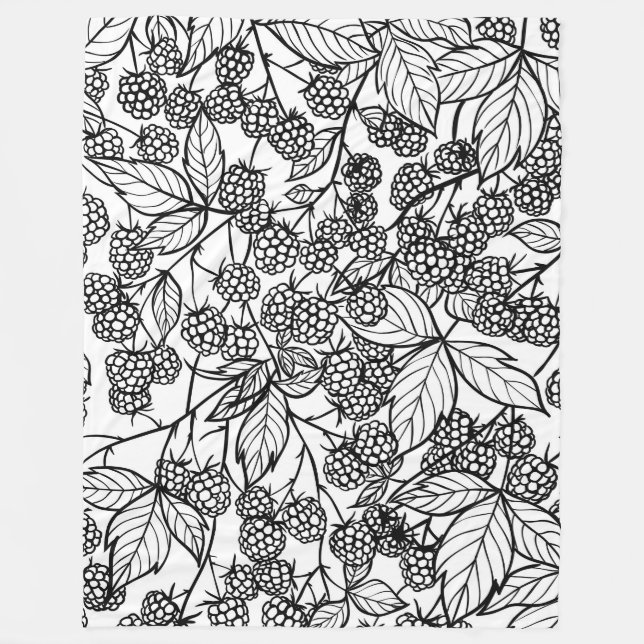 Couverture Polaire Motif tiré à la main des framboises (Devant)