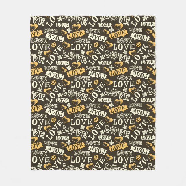 Couverture Polaire Motif tiré par la main d'amour (Devant)