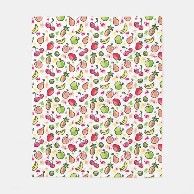 Couverture Polaire motif tiré par la main de fruits (Devant)
