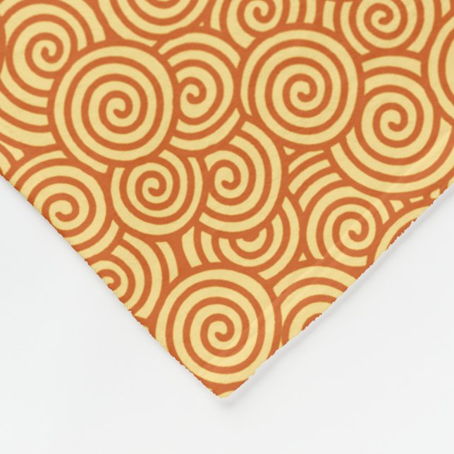 Couverture Polaire Motif tourbillon japonais - mandarine et orange cl (Coin)