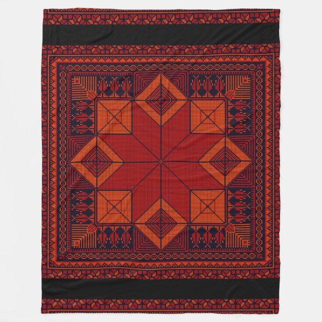 Couverture Polaire motif traditionnel Palestine broderie tatreez (Devant)