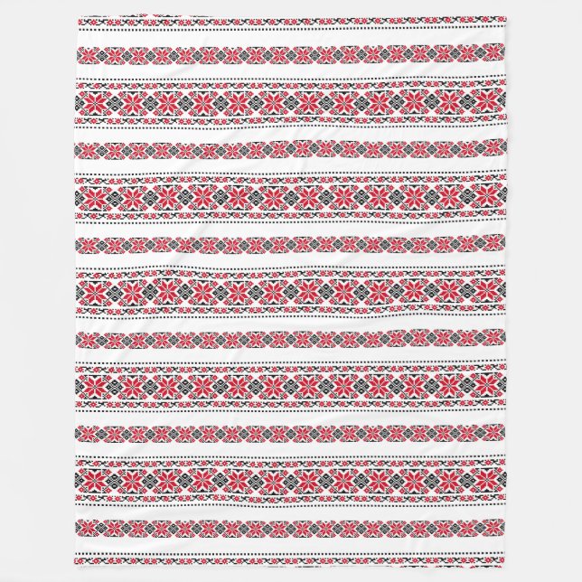 Couverture Polaire Motif traditionnel roumain "Les Etoiles" (Devant)