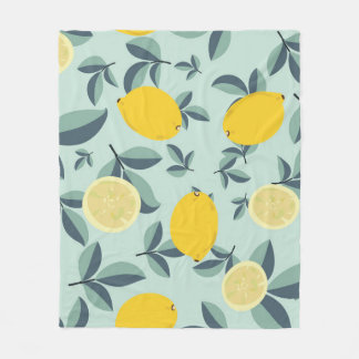 Couverture Polaire Motif transparent tropical avec citrons jaunes