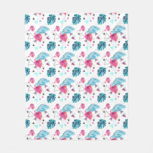 Couverture Polaire Motif triangulaire de feuilles tropicales