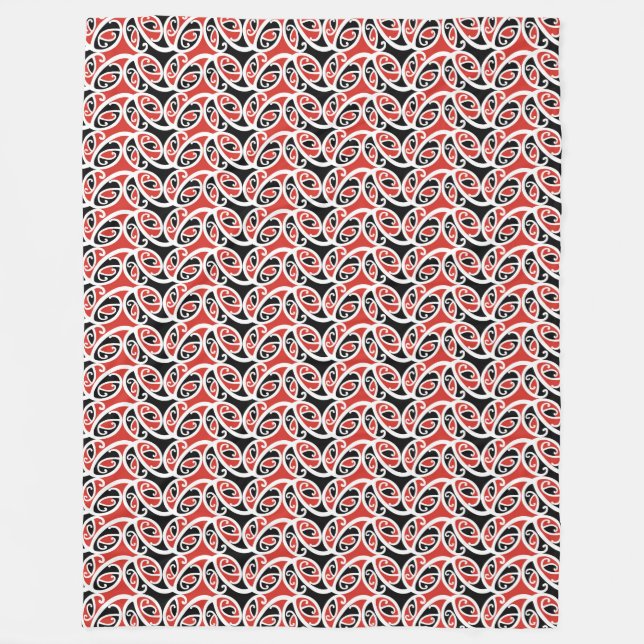 Couverture Polaire Motif tribal maori Kowhaiwhai Mangopare (Devant)