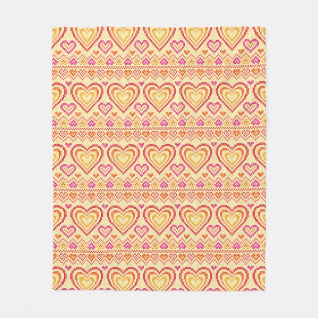 Couverture Polaire Motif tricoté par Saint-Valentin (Devant)