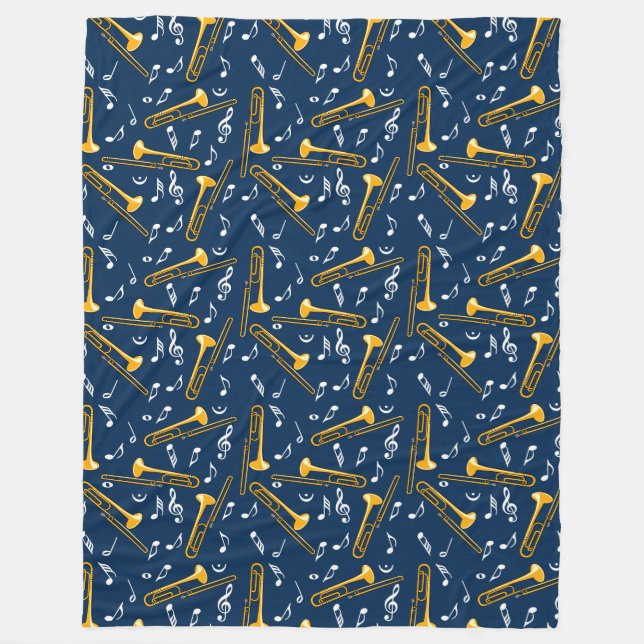 Couverture Polaire Motif Trombone Music Notes (Devant)