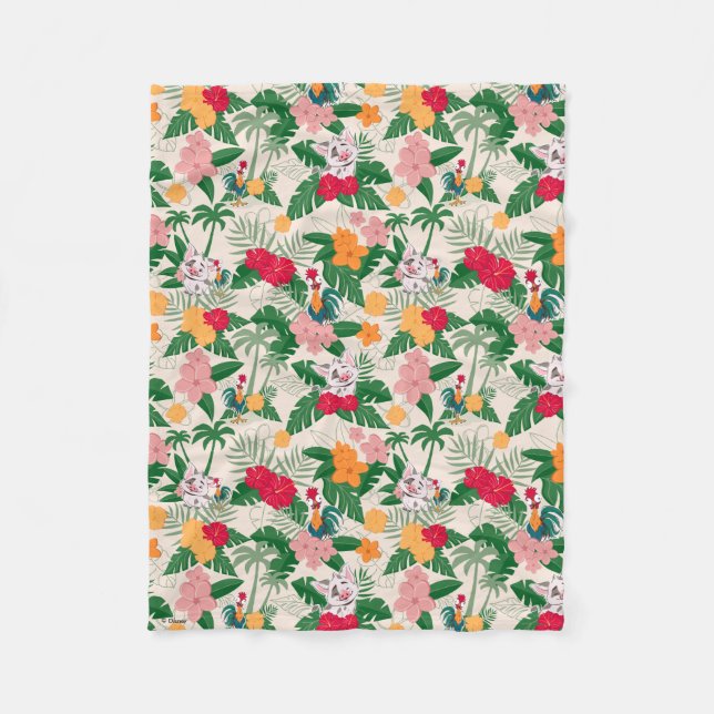 Couverture Polaire Motif tropical de Pua et Heihei (Devant)