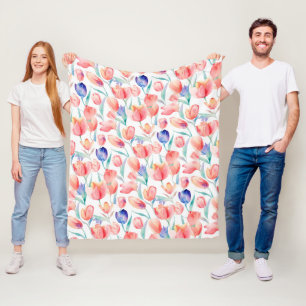 Couverture polaire Motif Tulips aquarelle
