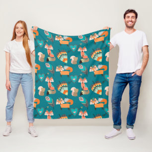 Couverture Polaire Motif turquoise Tribal Fox