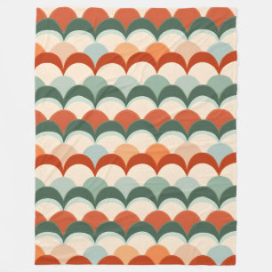 Couverture Polaire Motif vert, crème et  à saint-jacques orange