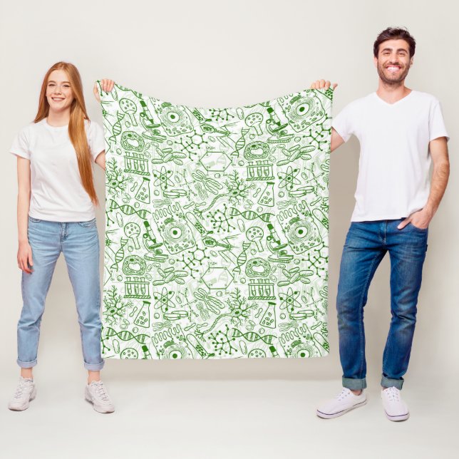Couverture Polaire Motif vert de biologie (En situation)