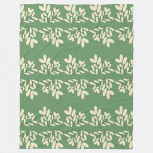 Couverture Polaire Motif vert feuille blanche