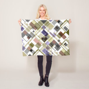 Couverture Polaire Motif vert pâle en tartan sans à damiers