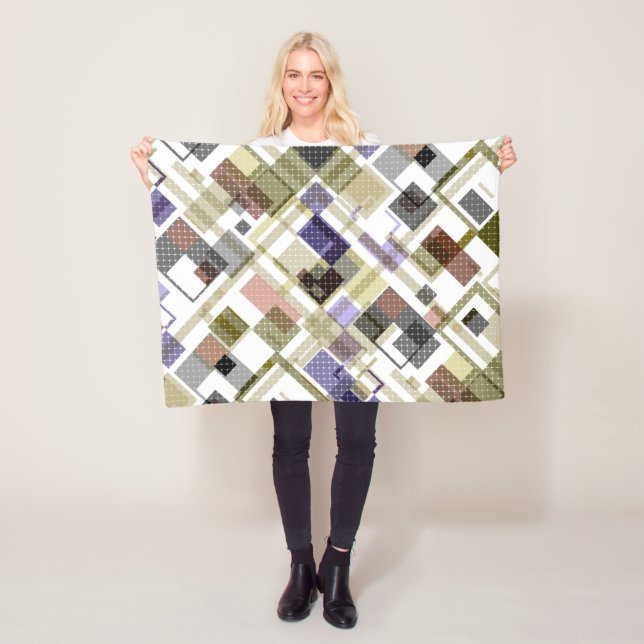 Couverture Polaire Motif vert pâle en tartan sans à damiers (En situation)