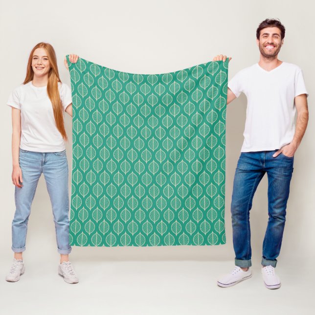 Couverture Polaire Motif vert stylisé de feuille (En situation)