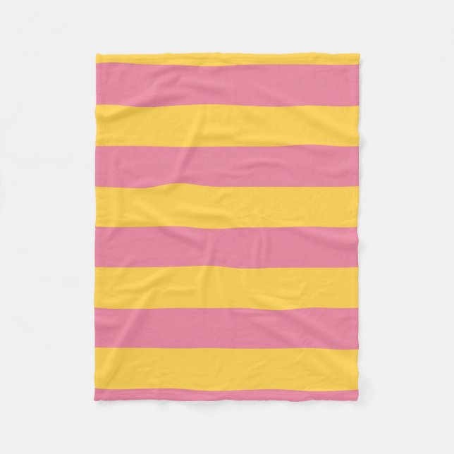 Couverture Polaire Motif vertical vibrant rose et jaune (Devant)