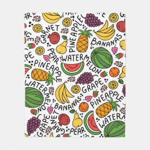 Couverture Polaire motif vintage coloré sur le thème de la nourriture